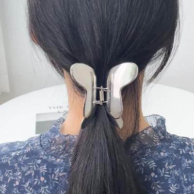 Women's Big Silver Butterfly Hair Clip Hairpin Accessory