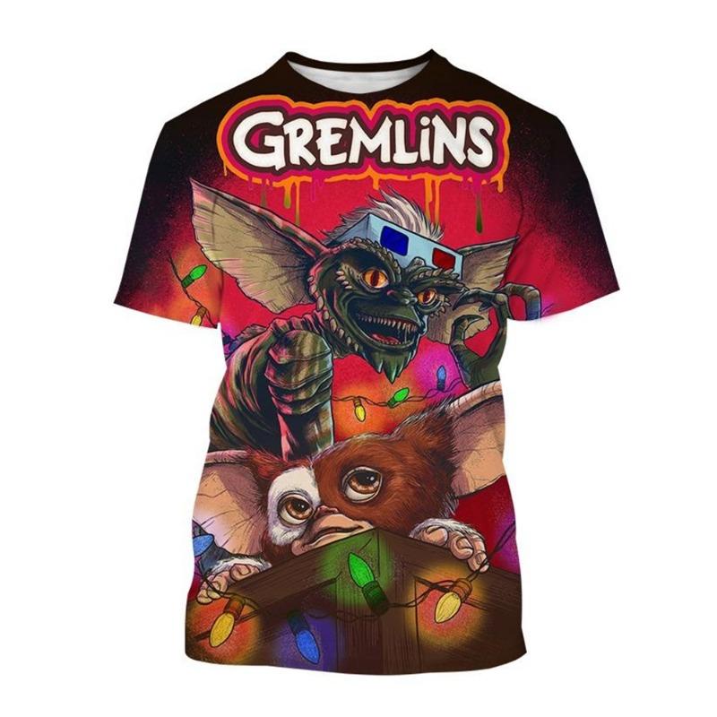 Mode heißer Verkauf neues Weihnachts-Horrorfilm Gremlins 3D-gedrucktes T-Shirt Puppenmonster bedrucktes T-Shirt Herren und Damen Kinder Tops