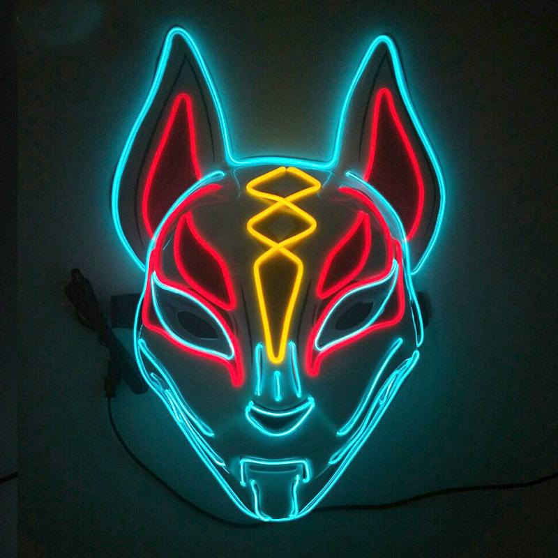 Halloween Game Glowing Mask Led Light Up Mask Cosplay Fox Mask For Festival Halloween Costume Nightclub Flashing Dj Show Props