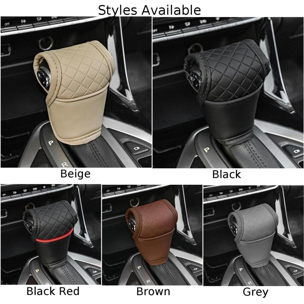 Car Gear Shift Cover PU Leather Shift Lever Cover Gearbox Shifter Knob Protector Gearshift Cover Car Interior Replacement Parts