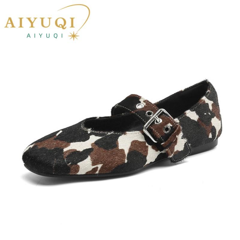 Fashion AIYUQI Women’s Flat Shoes 2025 New Buckle Mary Jane Female Shoes Genuine Leather Large Size Ballet Women Loafers