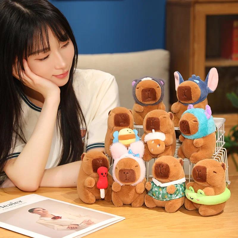 12cm Kawaii Anime Capybara Bread Boba Happy Birthday Plush Toy Creative Stuffed Animals Capybara Toast Doll Bag Pendant Gifts