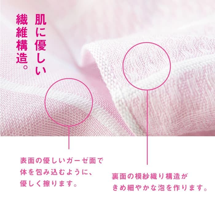 Top Factory Imabari Fluffy Foam Body Towel, 34 x 90cm, 100% Cotton Gauze, Foaming (Set of 3, Blue, Pink, Green)
