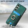For Samsung Galaxy S24 FE Magnetic Case Card Holder Ring Kickstand PU Leather Phone Back Cover