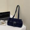 Trendy 2026 Hong Kong Style Washed Denim Shoulder Bag with High-End Texture