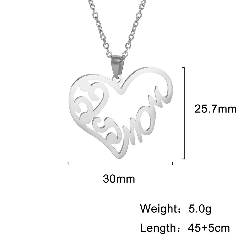 Lemegeton Mama Letter Necklace For Women Super Papa Mom Dad Pendant Stainless Steel Chain Choker Necklace Jewelry Mother's Day
