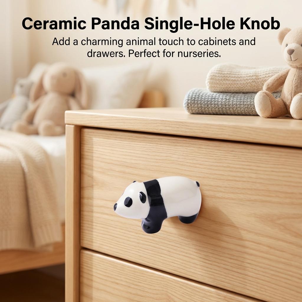 Ceramic Cabinet Knob Single Hole Design Panda Koala Shapes for Furniture Decoration