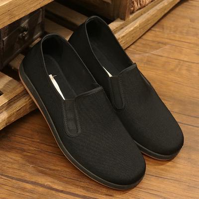 Cloth Shoes Are Comfortable, Middle-aged and Elderly Men's Shoes Have Soft Soles, Non-slip Black Work Shoes, Elastic Mouth and One Pedal, Lazy Shoes.