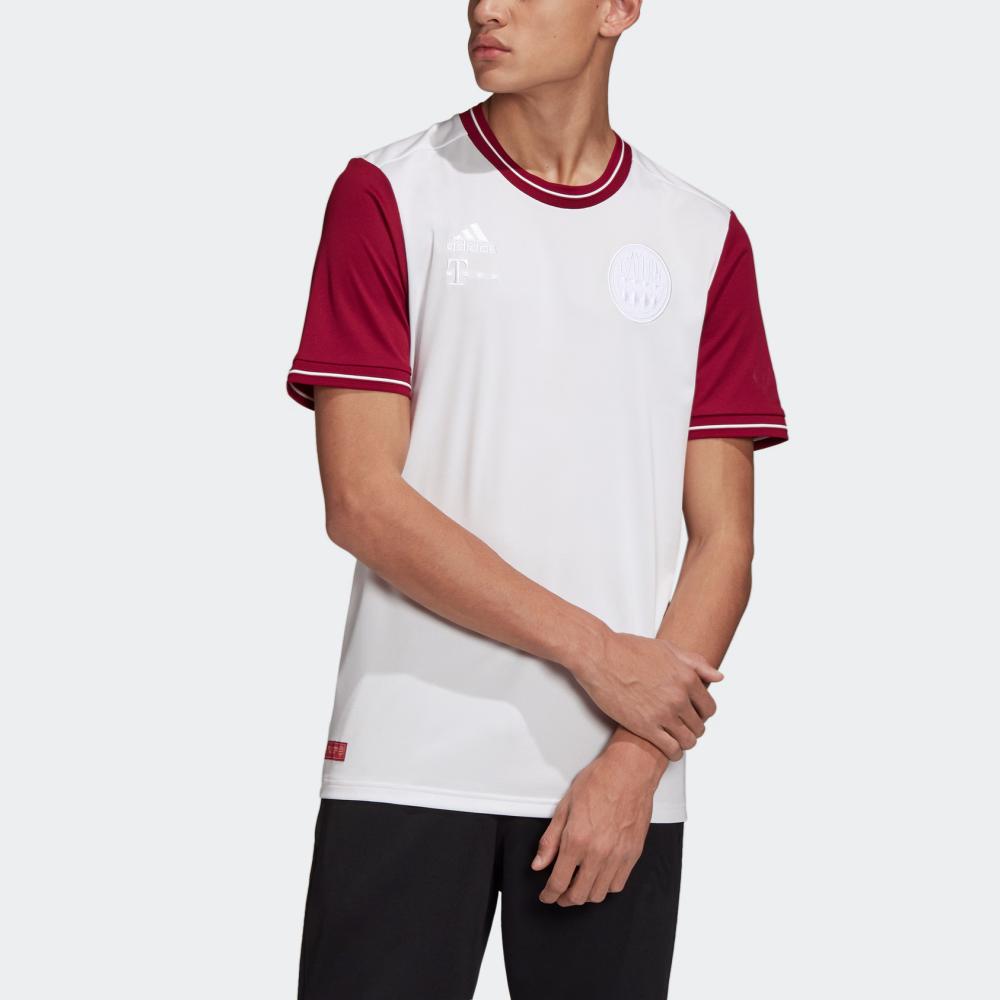 Adidas Bayern Color Block Crew Neck Short Sleeve Football Shirt Men Tops White FP7616