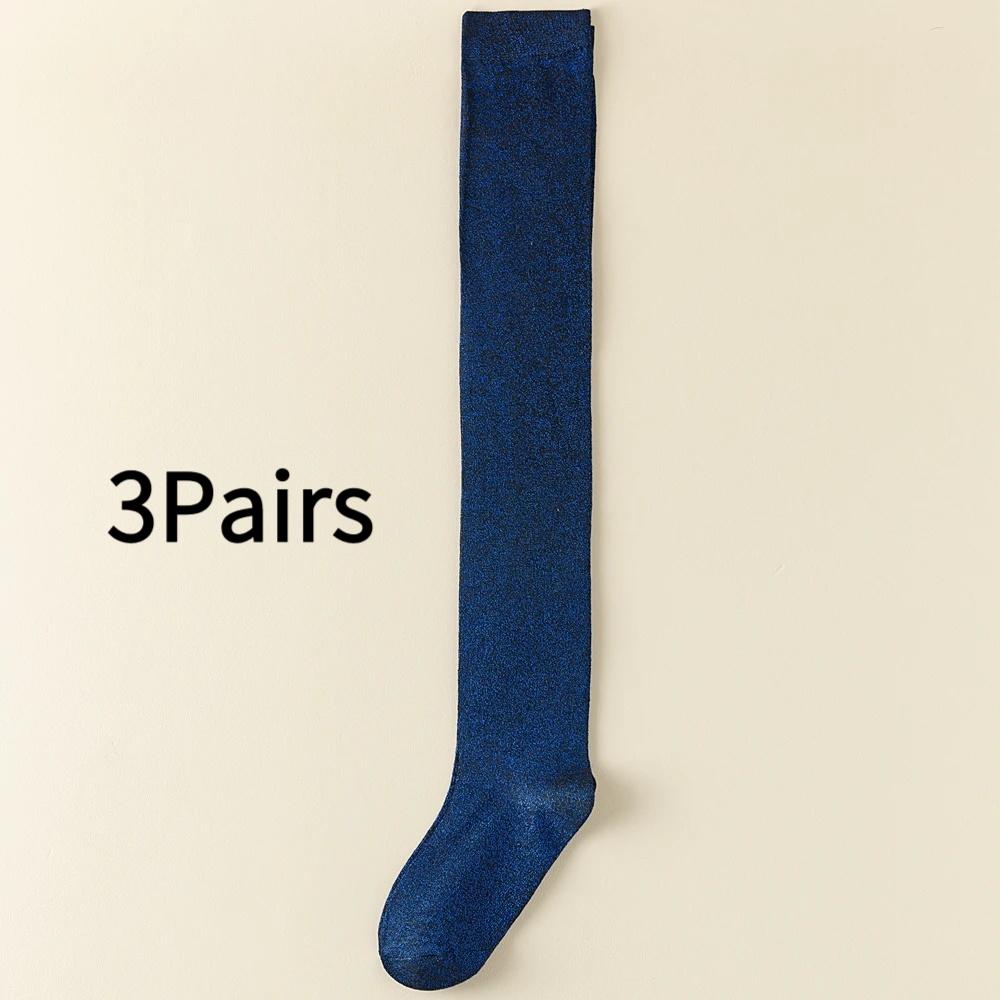 

3 Pairs Shiny Glitter Over Knee High Socks Women Gold Silver Long Socks Ladies Thin Fashion Cool Stockings Women One Size