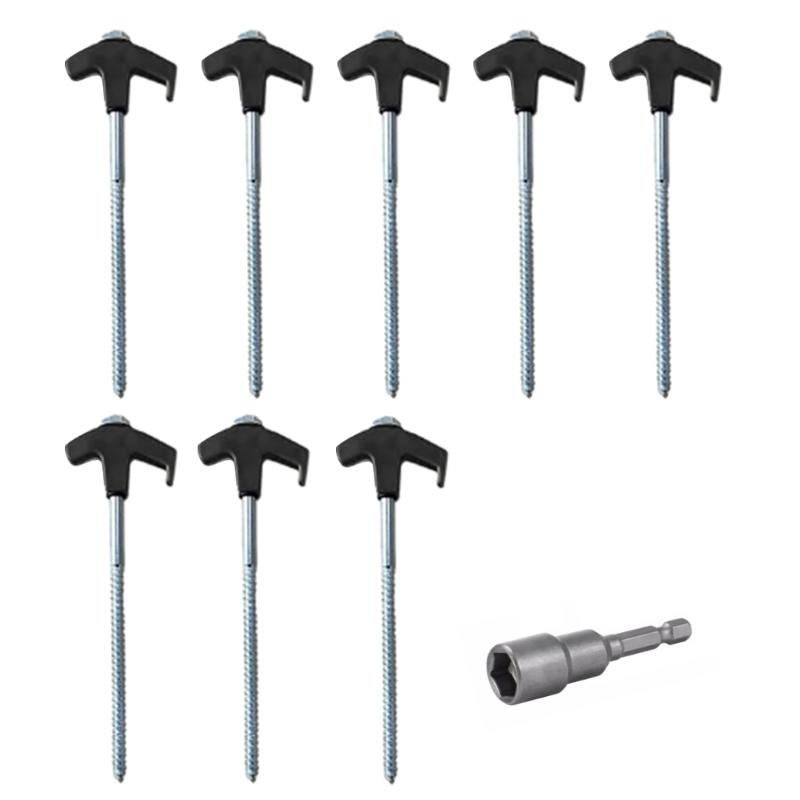 

8Pcs Ground Stakes Long Screw Thread Campings Peg Tent Stakes Heavy Dutys Screw Canopies Stakes with Hexagon Socket