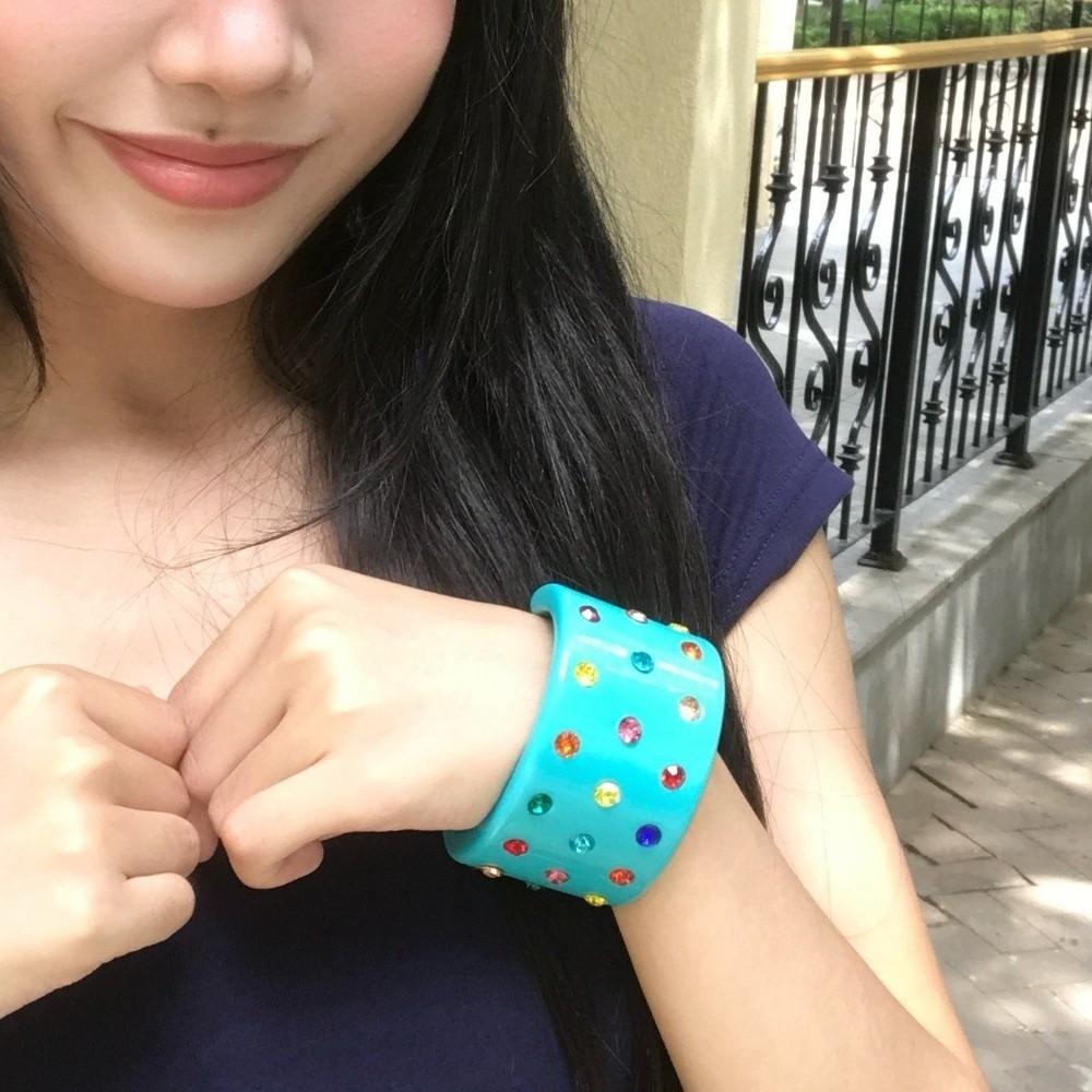 Exaggerated Shell Bracelets Resin Open Bracelet Vintage Beach Rhinestone Bangle  Girls Accessories