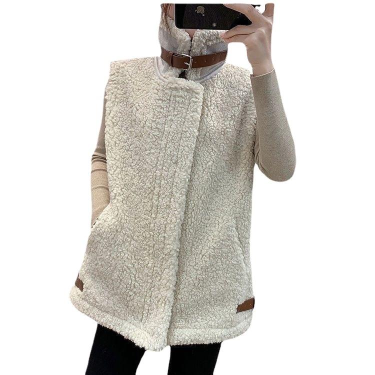 Lamb wool vest women's Korean version 2024 spring and autumn new fur integrated loose vest vest vest jacket