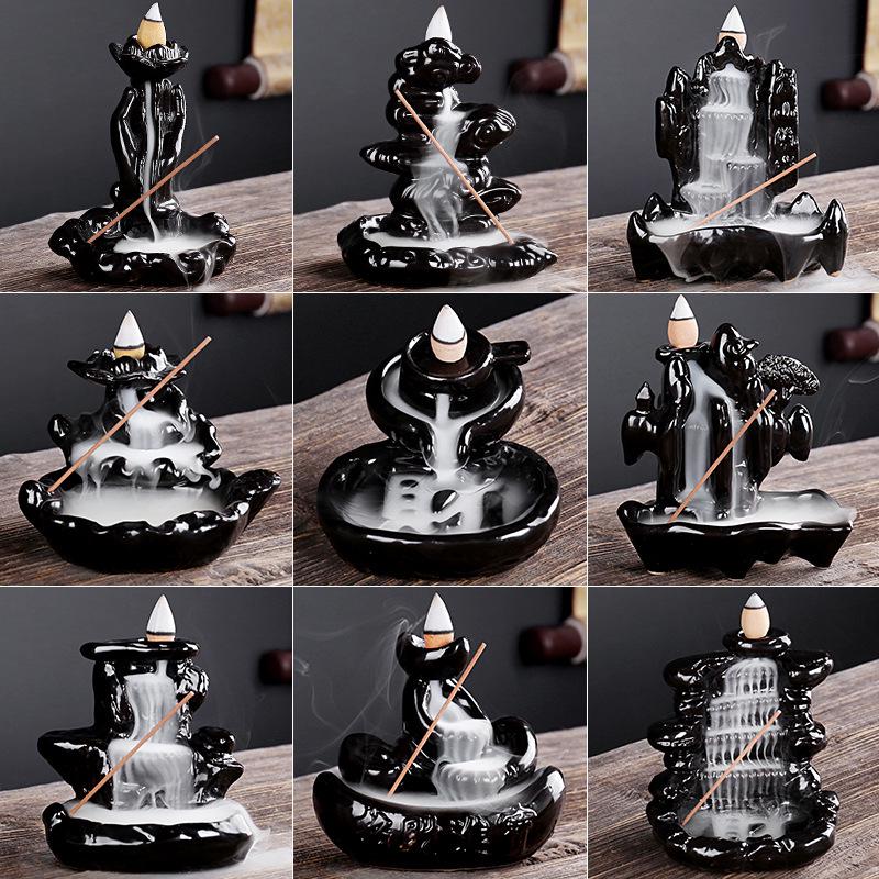 Creative Ceramic Buddha Hand Rockery Backflow Incense Burner for Home or Office
