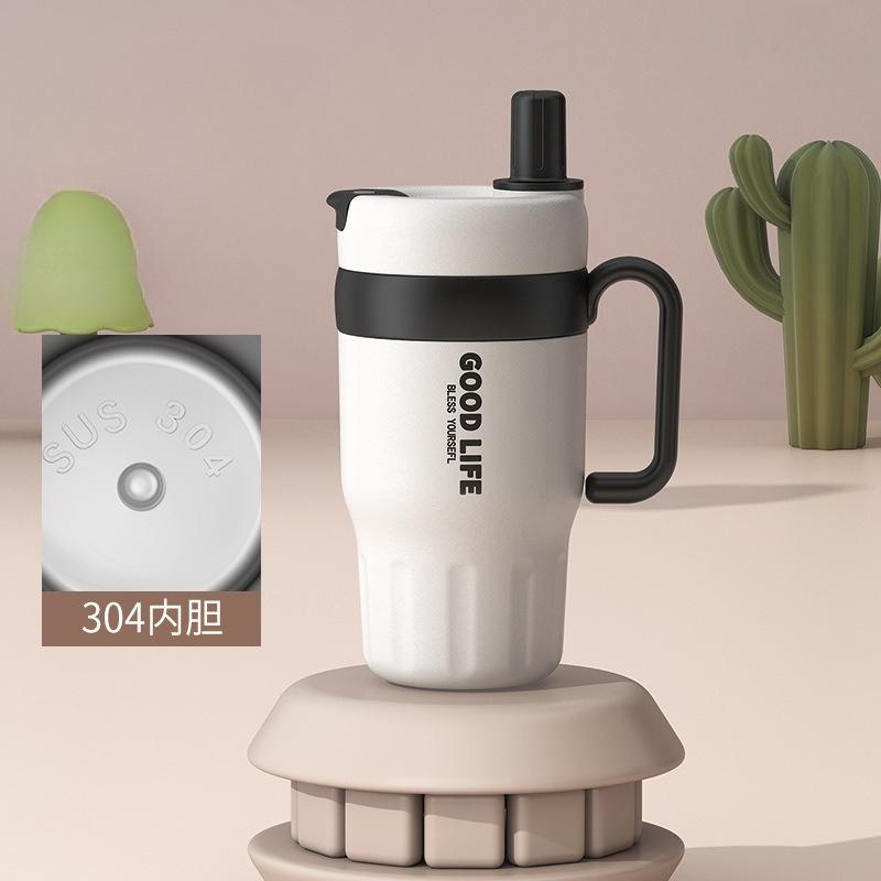 304 Stainless Steel Insulated Water Bottle 620/720ml Car Ice Cup Thermos Straw Cup Coffee Tumbler Cold and Hot Vacuumm Cup 20oz белый
