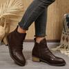 Retro 2026 Autumn and Winter New Products Low Heel Lace-up Women's Booties Full Leather Motorcycle Boots