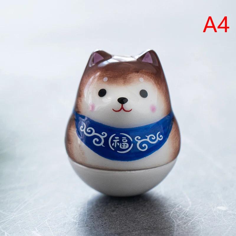 Japanese Creative Gift Ceramic Dog Car Ornament Fortune Flower Pet Doll Home Accessories Office Decoration