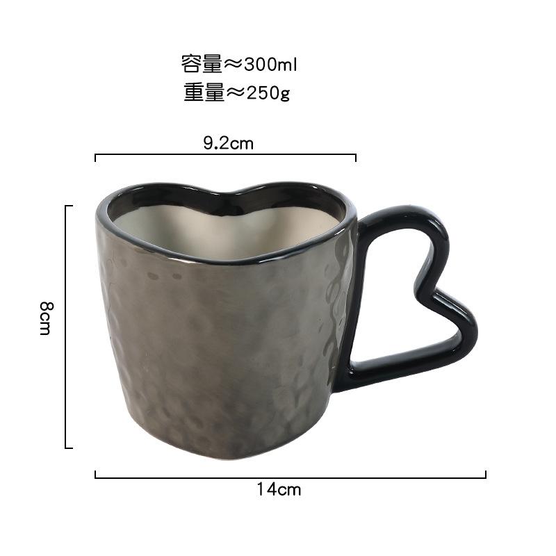 Creative 300ml Hearts Ceramic Coffee Mug Love Handle Couple Mug Afternoon Tea Dessert Tea Cup Drinkware Office Mug Home Decor