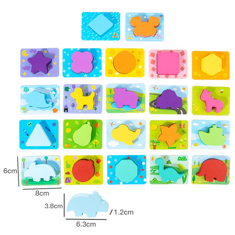 Color Shape 3D Puzzle Baby Toys Montessori Animal Matching Stacking Cognition Early Education Sensory Games Toddlers Wooden Toys