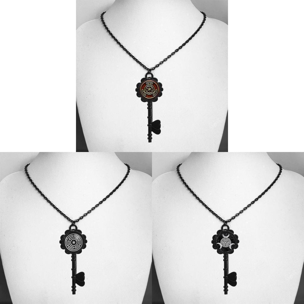 Gothic Hecate Moon Goddess Necklace With Glass Key Pendant For Women