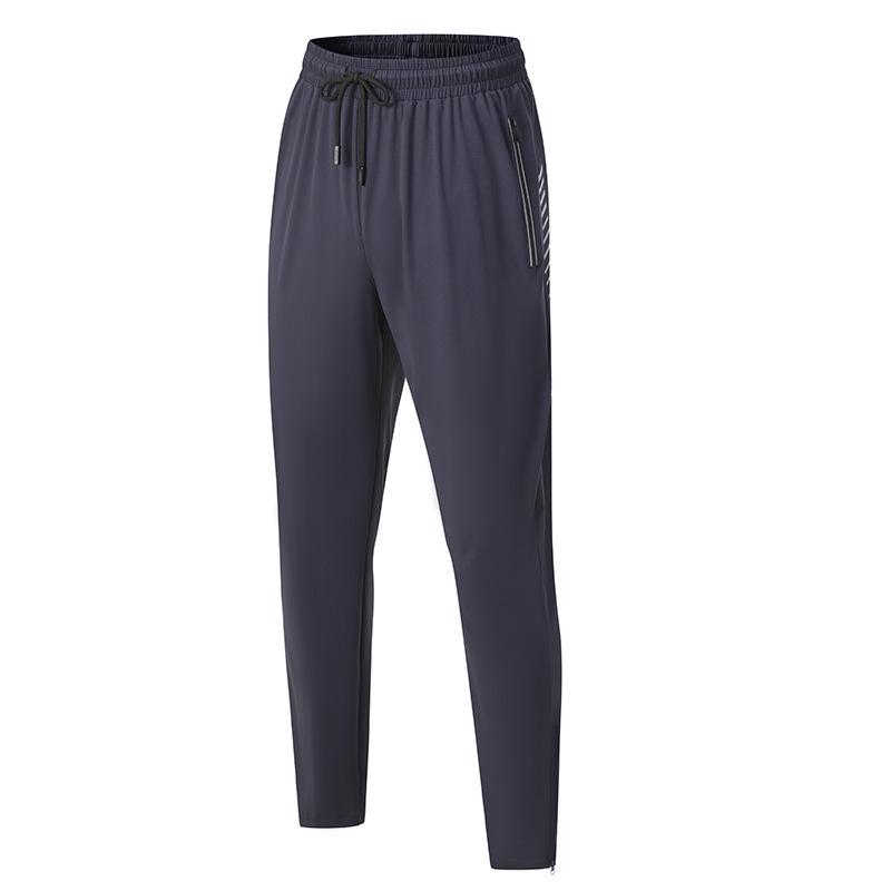 2024 Men's Quick-Dry Sports Pants: Casual, Zippered, Straight Leg for Running & Fitness