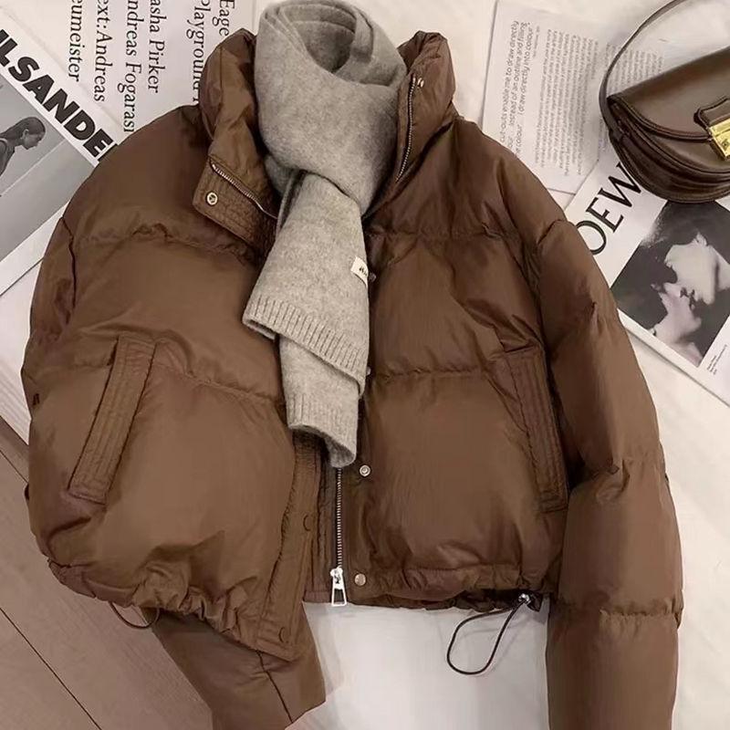 Women's Short Leather-Faced Cotton Jacket, 2025 Korean Style, Washable Loose-Fit, Thickened Fashion Design