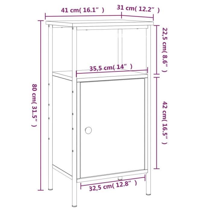 VidaXL Tables de chevet 2 pcs chêne sonoma 41x31x80 cm bois ingénierie 825926