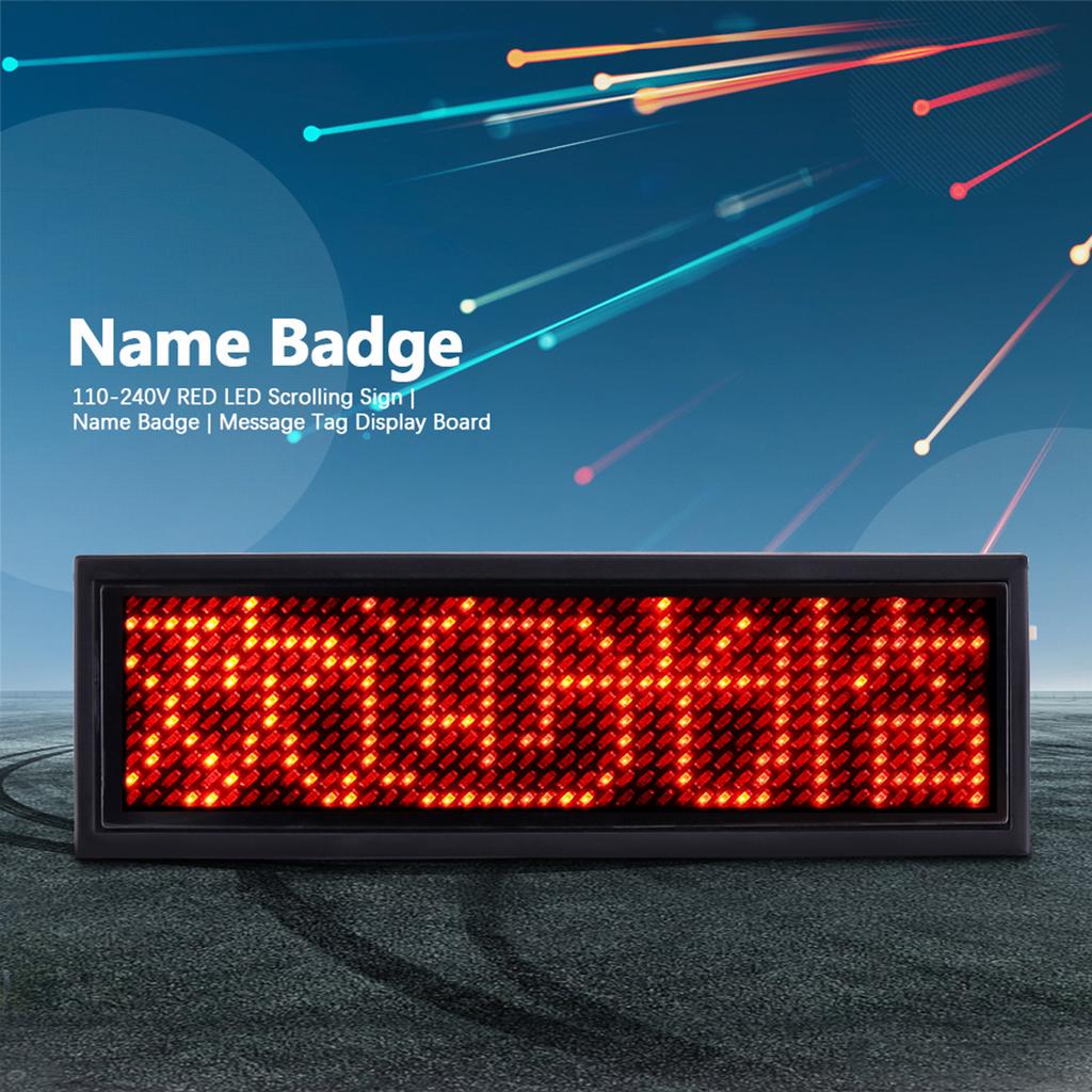 RED LED Scrolling Sign Name Badge Message Tag Display Board