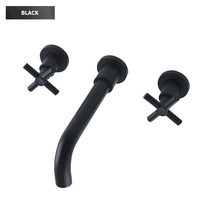 Brass Bathroom Faucet Embedded Hot and Cold Double Control Faucet Concealed Basin Faucet Concealed Golden Mixer Tap
