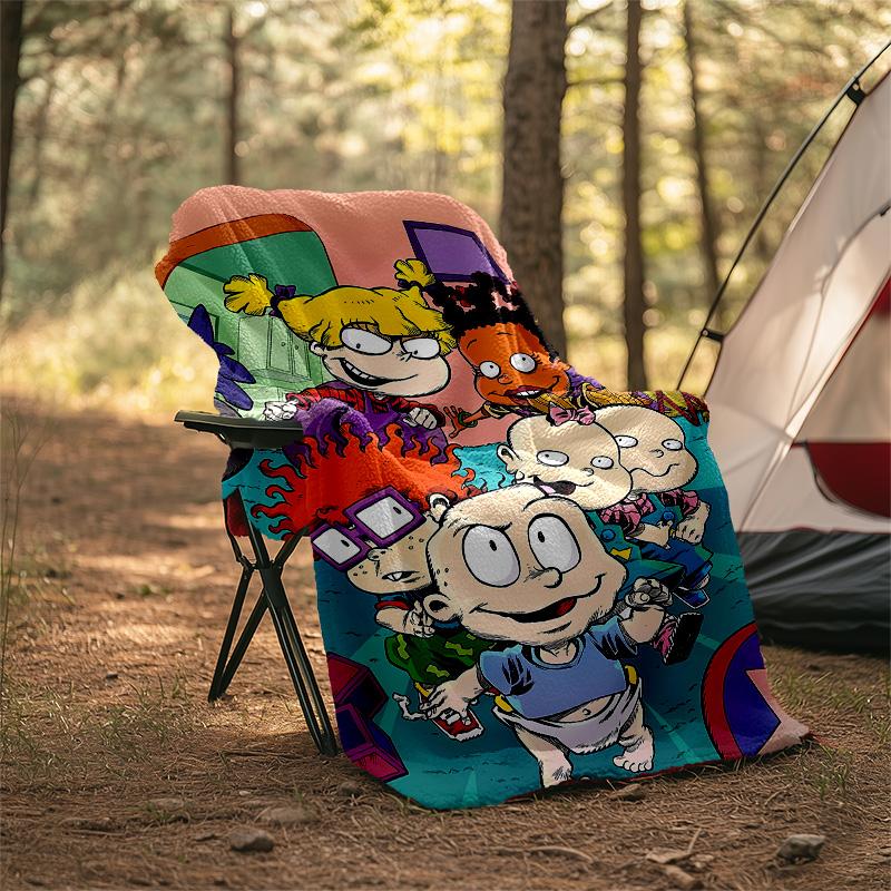 1pc Rugrats in paris1 Theme Blanket - Digital Print, Polyester, Cozy for All Seasons, Perfect for Outdoor, Camping, and Travel