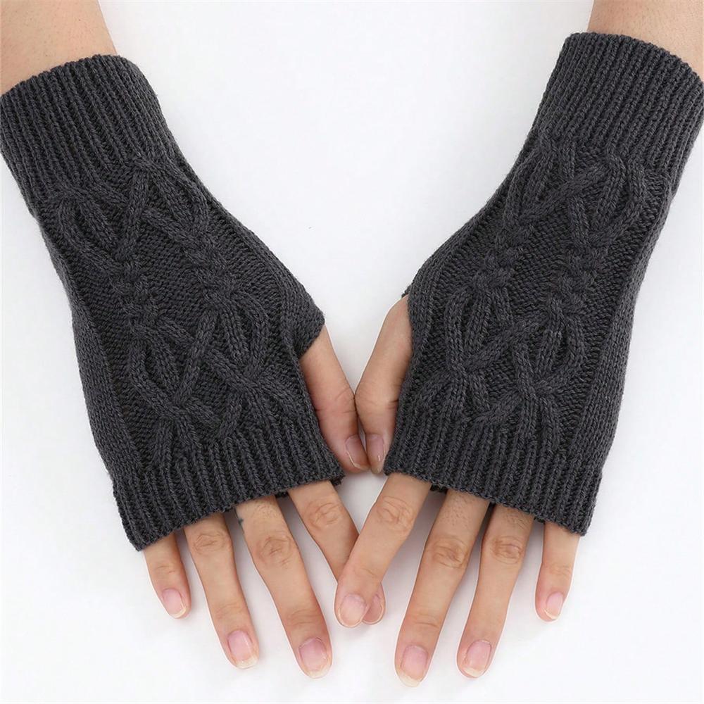 A Pair Short Twisted Knot Wrist Covers For Men And Women In Autumn And Winter Half-finger Sleeve Covers