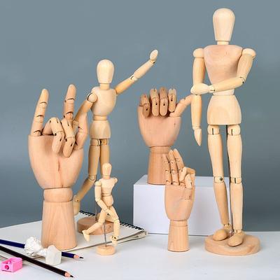 Jouets d'action Dessin Corps Main en Bois Esquisse Mannequin Modèle Membres Mobiles Figurines Décoration Maison Modèles d'Artiste Poupée Articulée