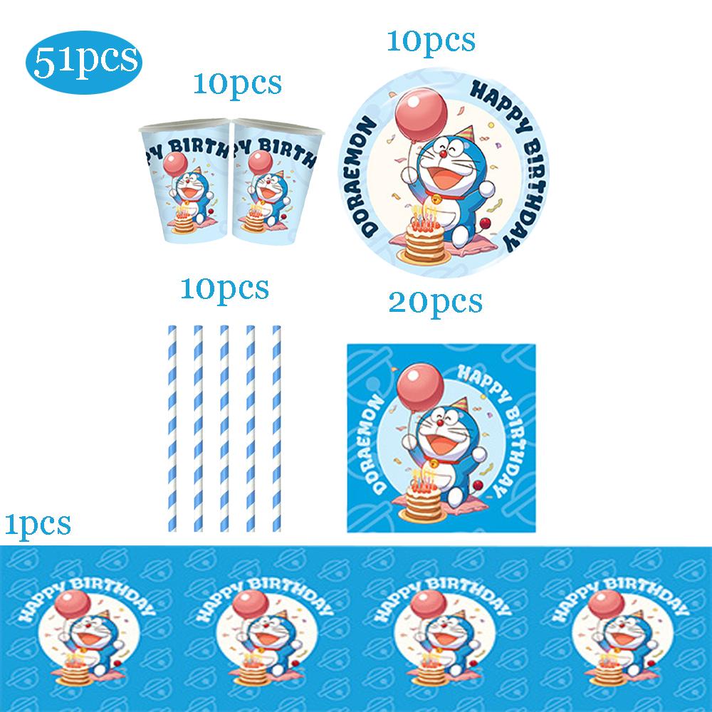 Cartoon Doraemoned Birthday Party Decor GameCartoon Dor Disposable Tableware Cake Topper Kids Boy Party Supplies Baby Shower Toy