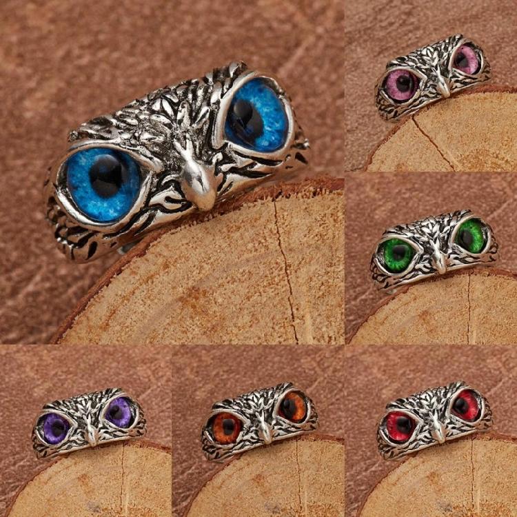 Fashion Vintage Cute Eyes Owl Ring For Men Women Open Rings Silver Color