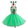 Kids Christmas Elf Costume Halloween Elf Dress Up Outfits with Dress and Christmas Hat (Or Headband) for Girl Christmas F0S4