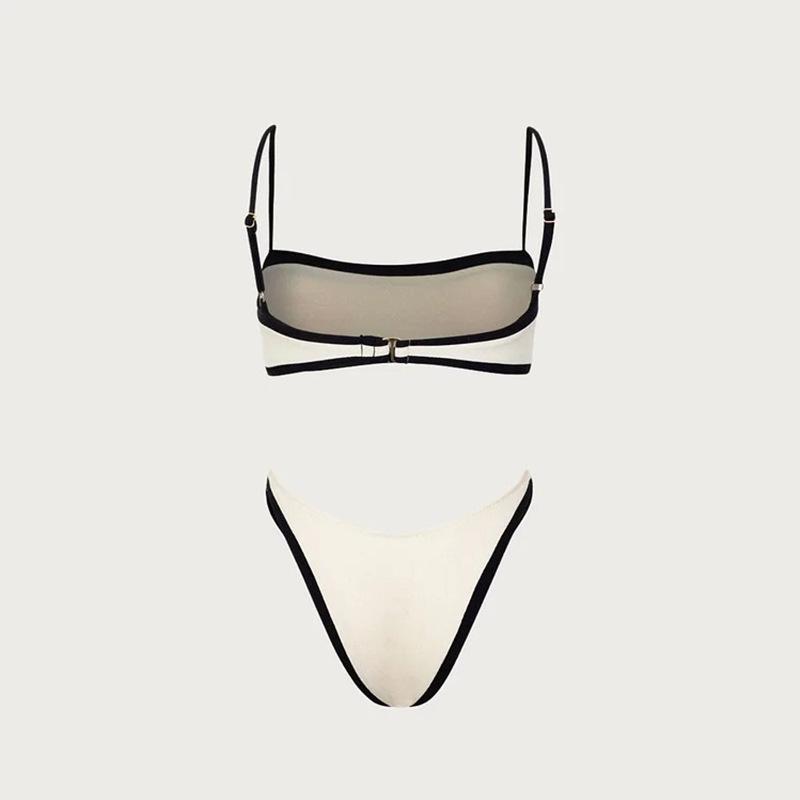 2024 European & American Tube Top Swimsuit: Women's High-Waist, Sexy, Big Chest, Color-Matched Bikini Briefs