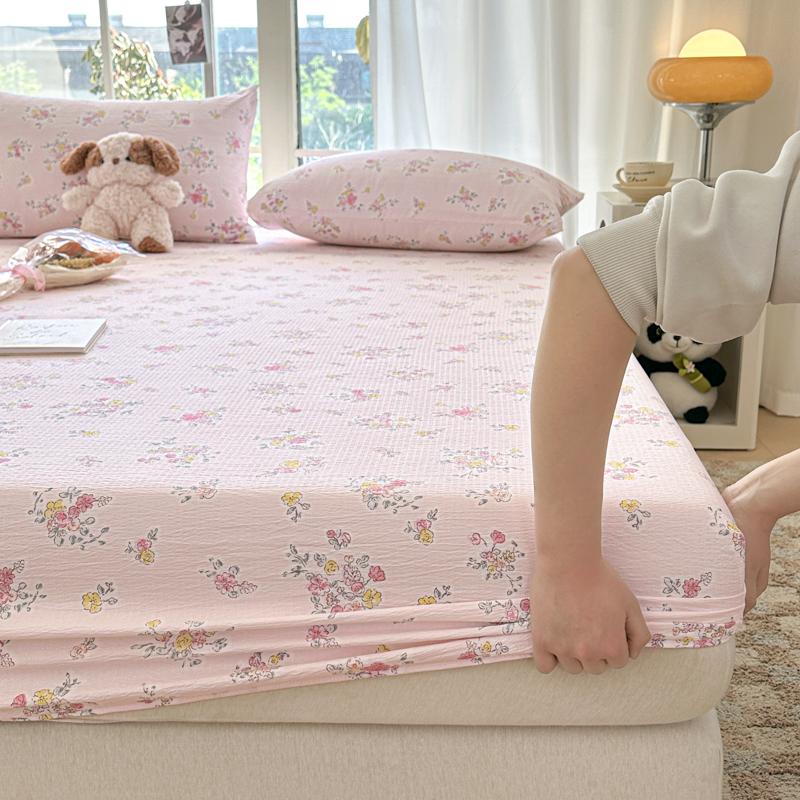 Flower Printed Fitted Bed Sheet Pink Color sabanas150x200 Single/Queen Size Mattress Protector Soft King Size Bed Sheets for Bed