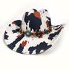 One-Word Cow Pattern Western Cowboy Hat Retro Famous Style Top Hat Wooden Bead Accessories Versatile Jazz Hat