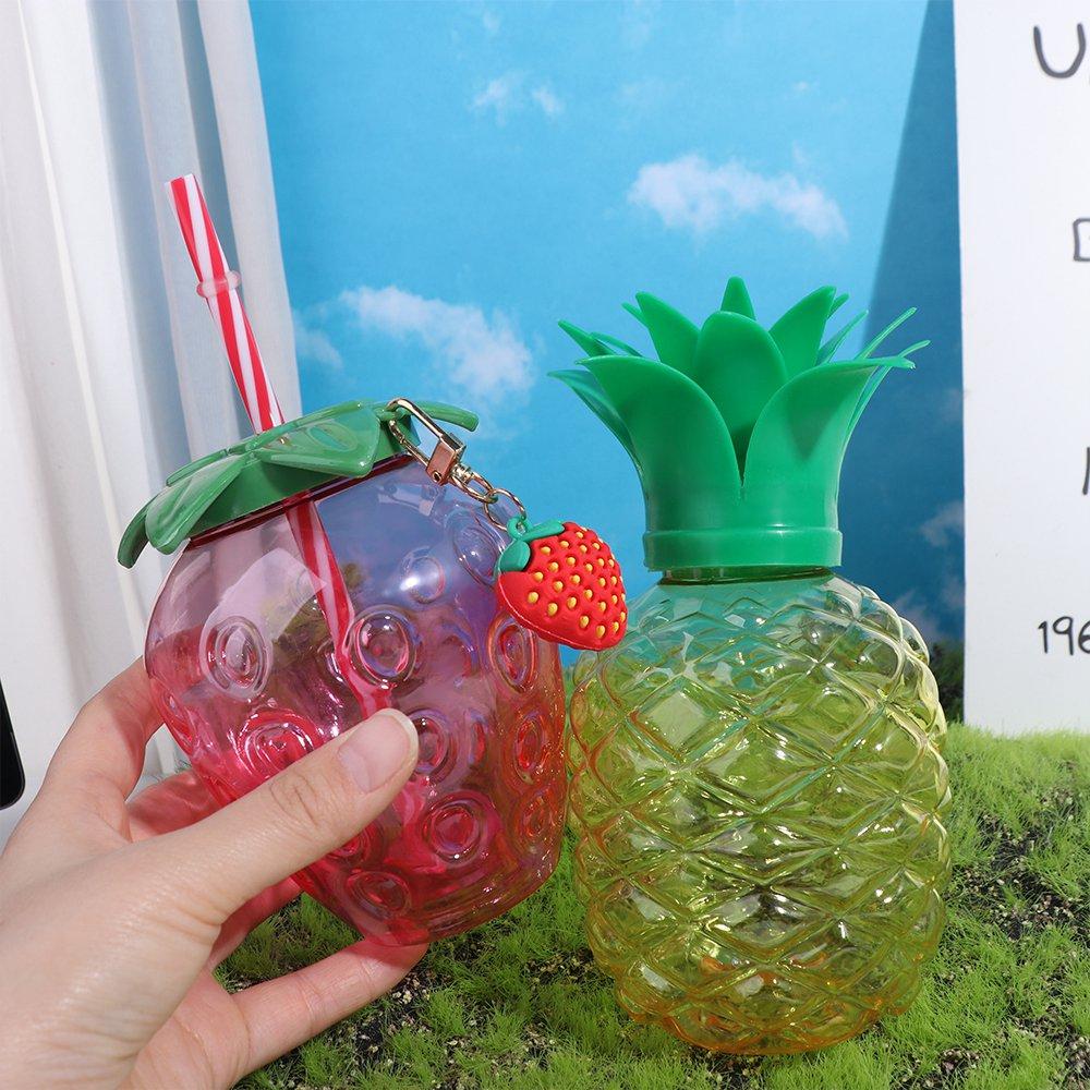 500ml Strawberry Straw Cup Fruit Shape Pineapple Straw Cup Drinking Cup Children's