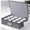 Round Dinner Plate Storage Box with Lid - Dustproof Fabric Bin with Needle-Punched Cotton