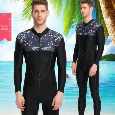Men's Full Body Wetsuit with Zipper - Long Sleeve, Sun Protection, Customizable for Snorkeling and Hot Springs.