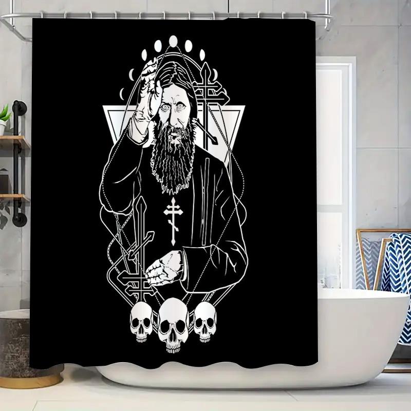 

Gothic Horror Shower Curtain Skull Tapestry Dark Academia Wall Hanging Creepy Home Decor Halloween Decoration Macabre Art Room D W60H190(CM)-1 Pcs