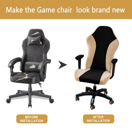 Gaming Chair Cover Dustproof Zipper Closure Contrast Color Stretchable Soft Fabric Elastic Buttom Anti-slip Chair