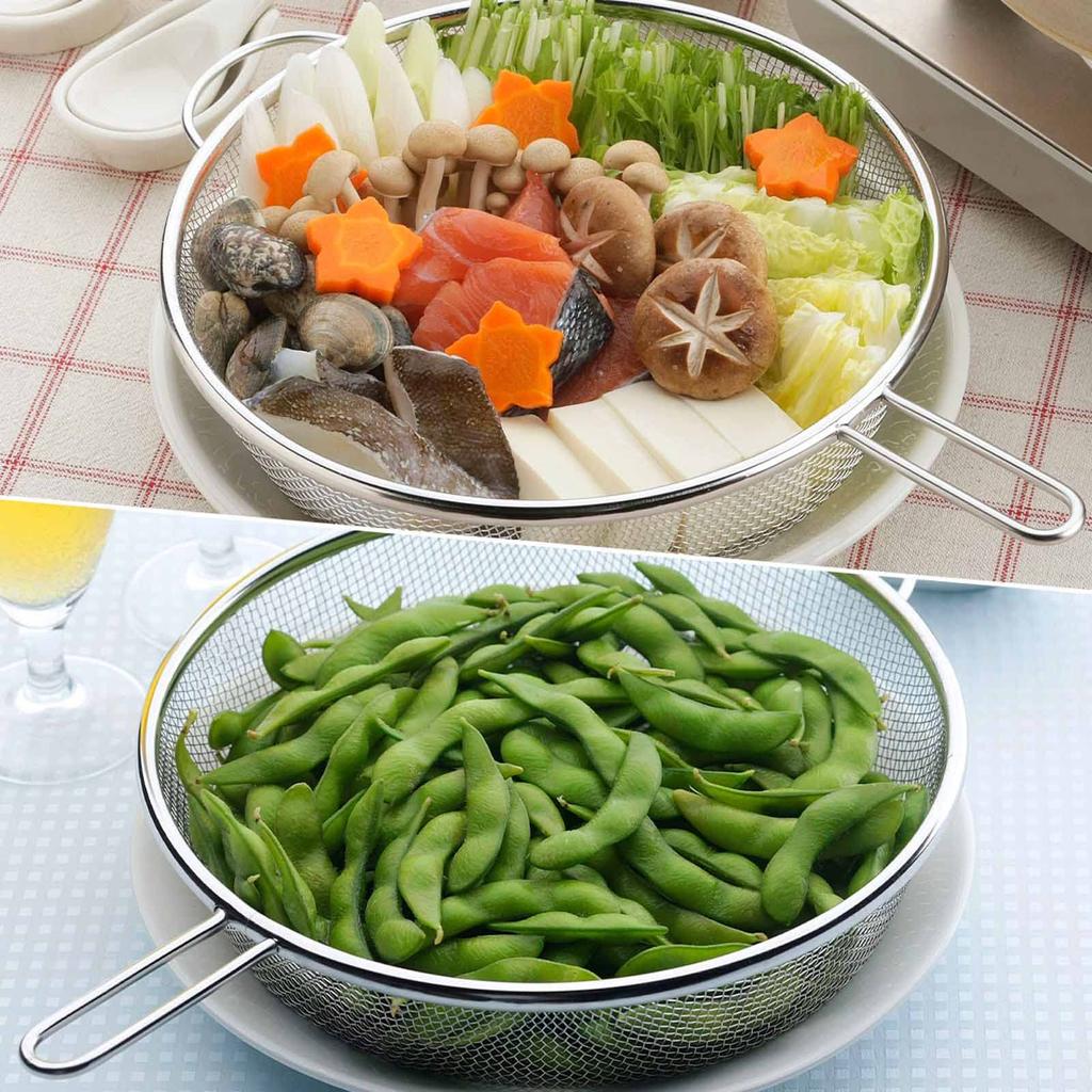 Shimomura Kihan Frying Pan Boiling 26cm In Dishwasher Drains Water from Multiple Drains and Convenient Shallow Flat Stainless Product 36444 Strainer,