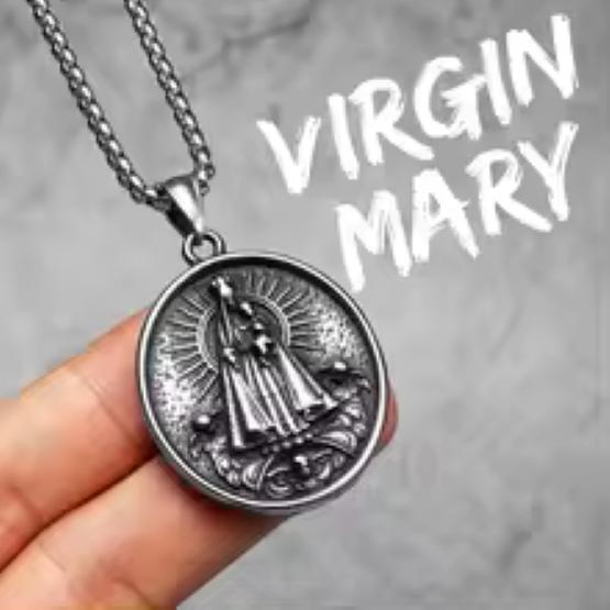 Retro Vintage Virgin Mary Christian Jesus God Pendant Necklace Chain Unisex Men Women Fashion Gothic Amulet Talisman Jewelry Party Gift