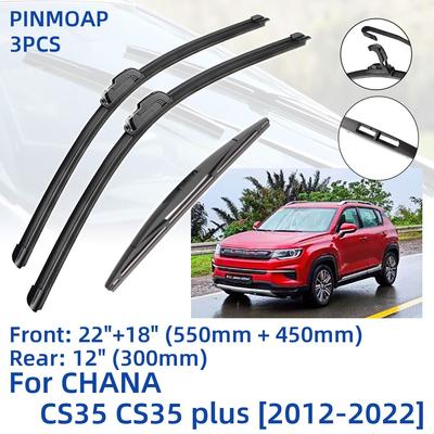 3PCS für CHANA CS35 CS35 plus 2012-2022 22"+18"+12" vorne hinten Wischerblätter Windschutzscheibe Windschutzscheibe Fensterschneider Zubehör 2018 2019 2020 2021 2022
