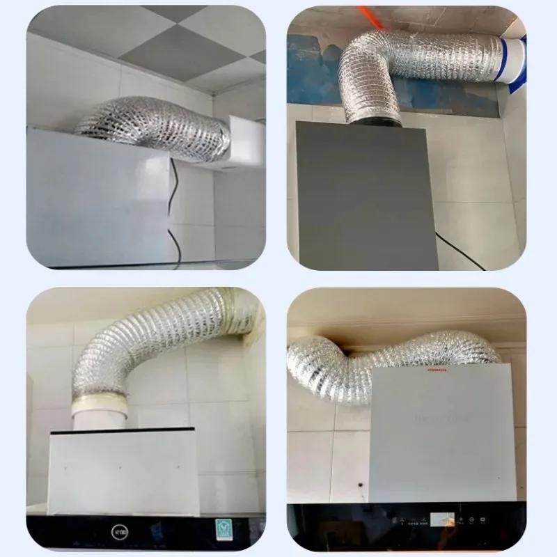 80/100/120/150/200 mm verschlüsseltes Aluminiumfolien-Lüftungsrohr, skalierbares Rauchrohr, Küchenauslass, Badezimmer-Abluftventilatorschlauch