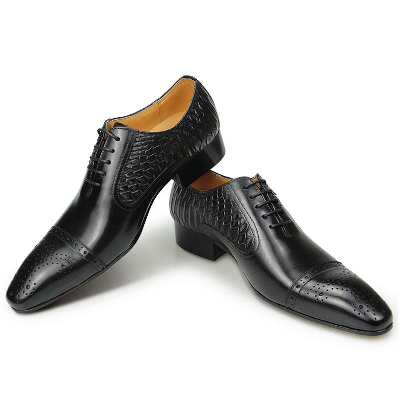 Fashion Newest High-end Leather Shoes Dress Oxford Brogue Wedding Party Formal Shoe for Men Lace Up Luxury Fashion Leather Metal Buckle