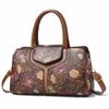 Shoulder Tote Bag for Women Retro Flower Pattern Satchel PU Crossbody Handbag