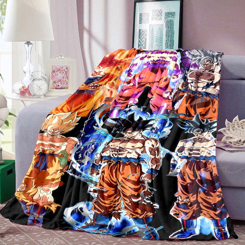 Dragon Ball Anime Print Blanket Warm  Comfortable Flannel Blanket for Bedrooms, Sofas, Beds, Chairs, Picnics, Travel-LXR11
